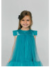 Turquoise Tulle Empire Waist Flower Girl Dress